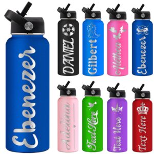 hapelf personalized kids water bottle custom 24oz insulated bottles customized engraved name water flask with straw school stainless steel gifts girls boys women