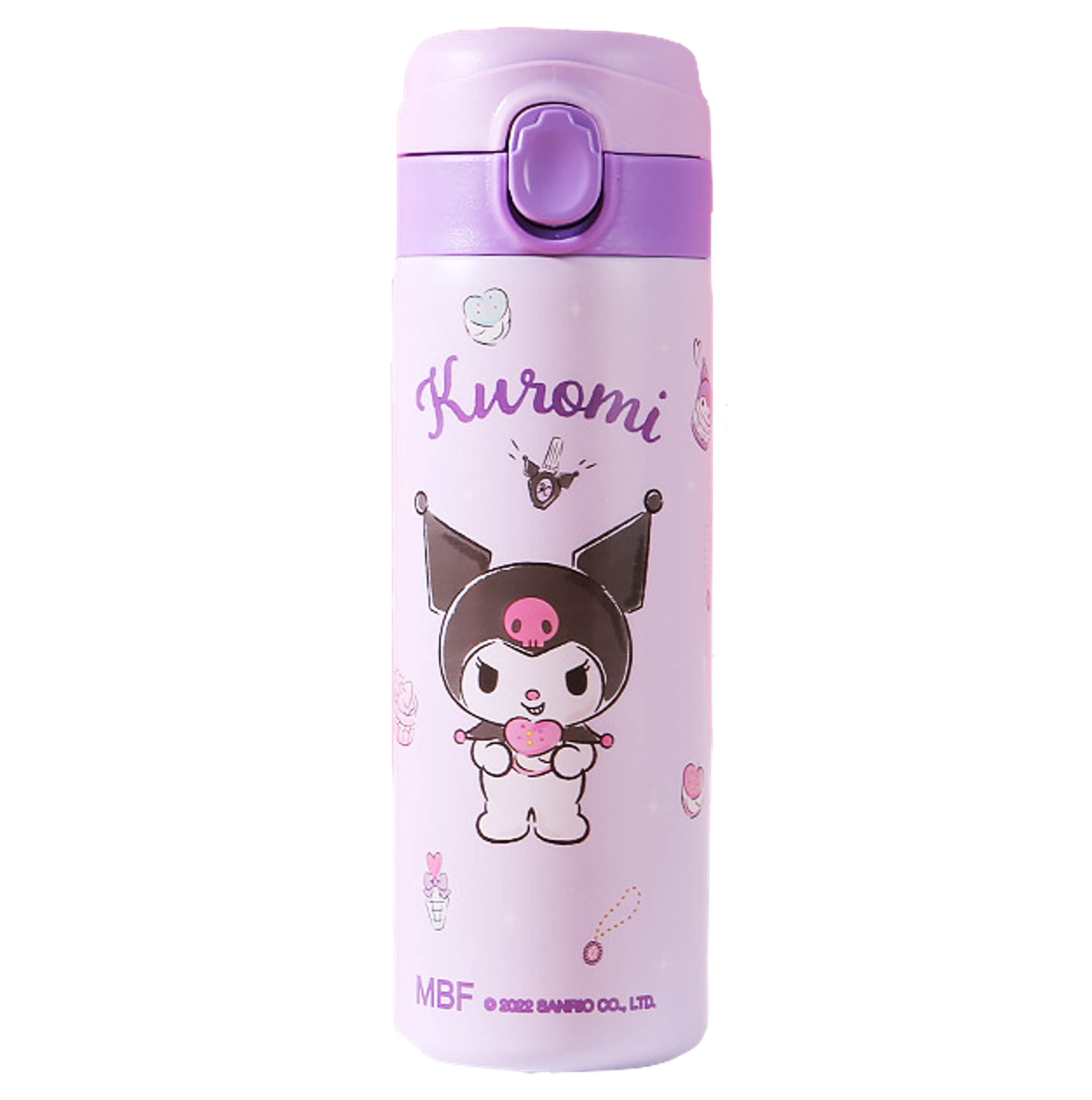 Kuromi Stainless Steel Insulated Water Bottle 420ml - Purple