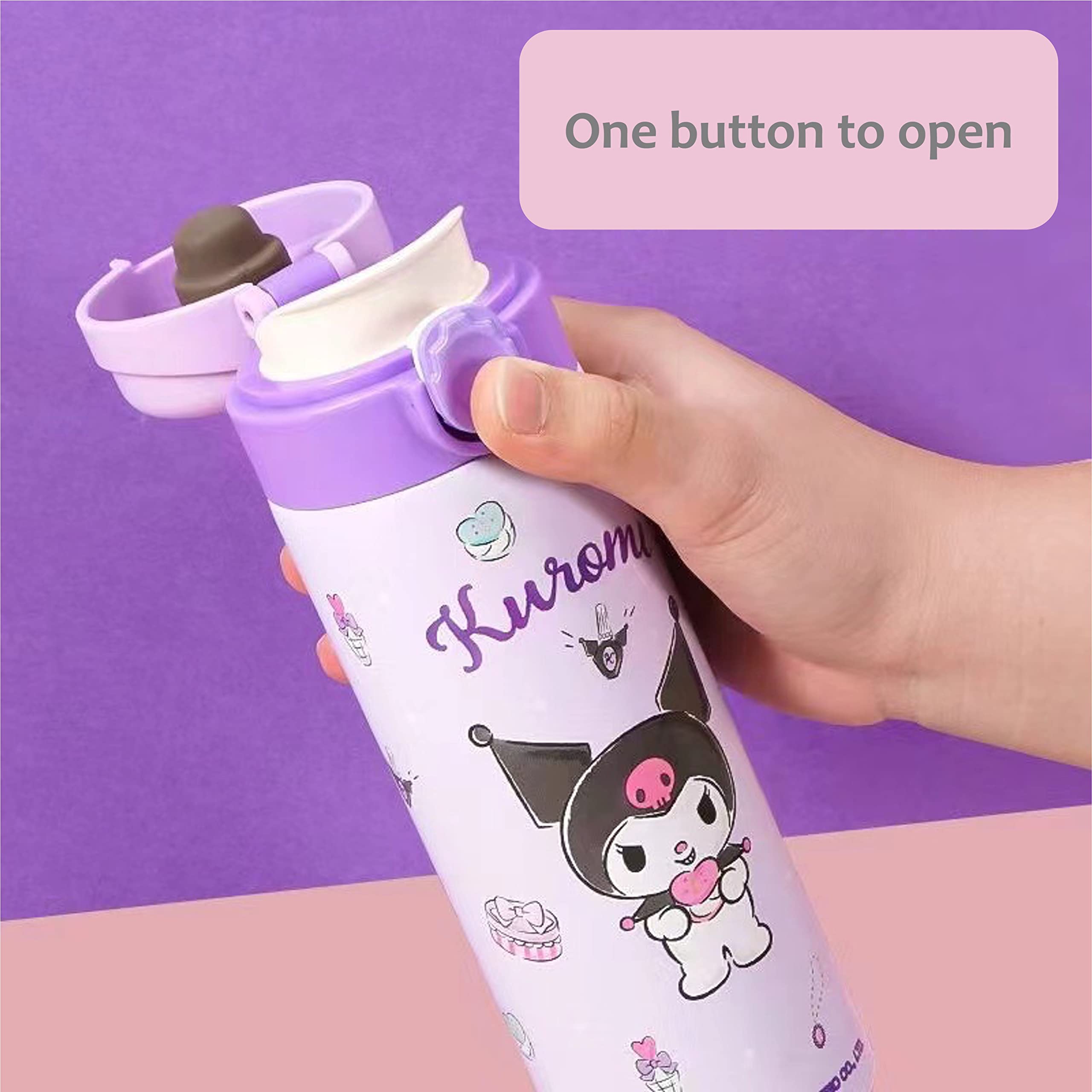 Kuromi Stainless Steel Insulated Water Bottle 420ml - Purple