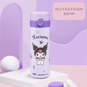 Kuromi Stainless Steel Insulated Water Bottle 420ml - Purple