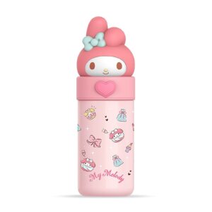kawaii kitten water bottle women's thermos cup cartoon vacuum insulated stainless steel water bottle cute girl's gifts 12.3 oz / 350ml (pink)