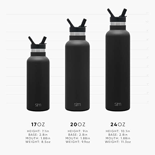 Simple Modern Water Bottle with Narrow Mouth Straw Lid Metal Thermos Vacuum Insulated Stainless Steel l Reusable Leak Proof BPA-Free Flask | Ascent Collection | 24oz, Nebula