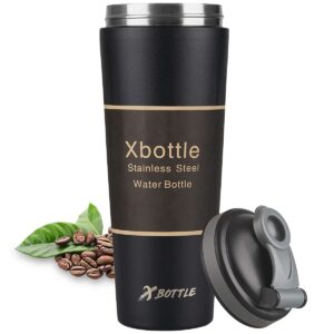 xbottle 32oz insulated tumbler - vacuum insulated stainless steel water bottle iced coffee travel mug cup with flip lid, thermal water bottle insulated double wall spill-proof leak-proof