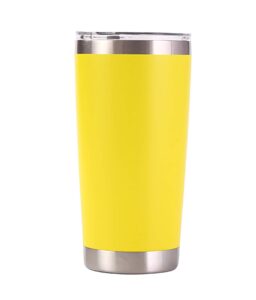 joysip 20oz stainless steel thermal travel mug with lid, double walled vacuum insulated coffee tumbler cup for home, office, sports, 600ml (yellow)