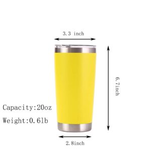 JOYSIP 20oz Stainless Steel Thermal Travel Mug with Lid, Double Walled Vacuum Insulated Coffee Tumbler Cup for Home, Office, Sports, 600ml (YELLOW)