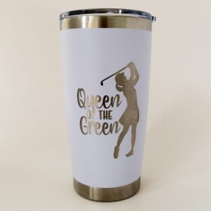 queen of the green 20oz golf tumbler (white)