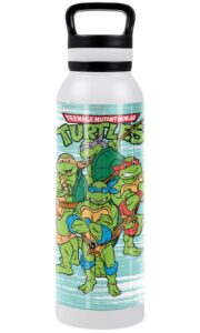 teenage mutant ninja turtles tmnt official tmnt turtle group 24 oz insulated canteen water bottle, leak resistant, vacuum insulated stainless steel with loop cap