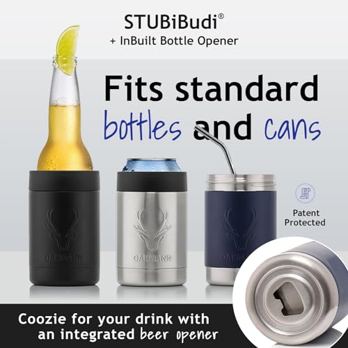 STUBiBudi Beer Can Cooler 12 oz Beer Bottle Insulator Beer Bottle Opener, 3 in 1 Universal Can Cozy Insulated Can Cooler Beer Cooler 4 in 1 Can Holder Beer Gifts Men Beer Opener (Navy)