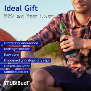 STUBiBudi Beer Can Cooler 12 oz Beer Bottle Insulator Beer Bottle Opener, 3 in 1 Universal Can Cozy Insulated Can Cooler Beer Cooler 4 in 1 Can Holder Beer Gifts Men Beer Opener (Navy)