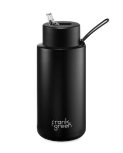 frank green ceramic reusable bottle with straw lid, 34oz capacity (midnight)