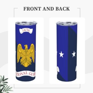 LIICHEES Flag of the National Guard Bureau Stainless Steel Vacuum Insulated Tumbler 20oz Coffee Cups Travel Mug Water Cup with Metal Straw Cleaning Brush