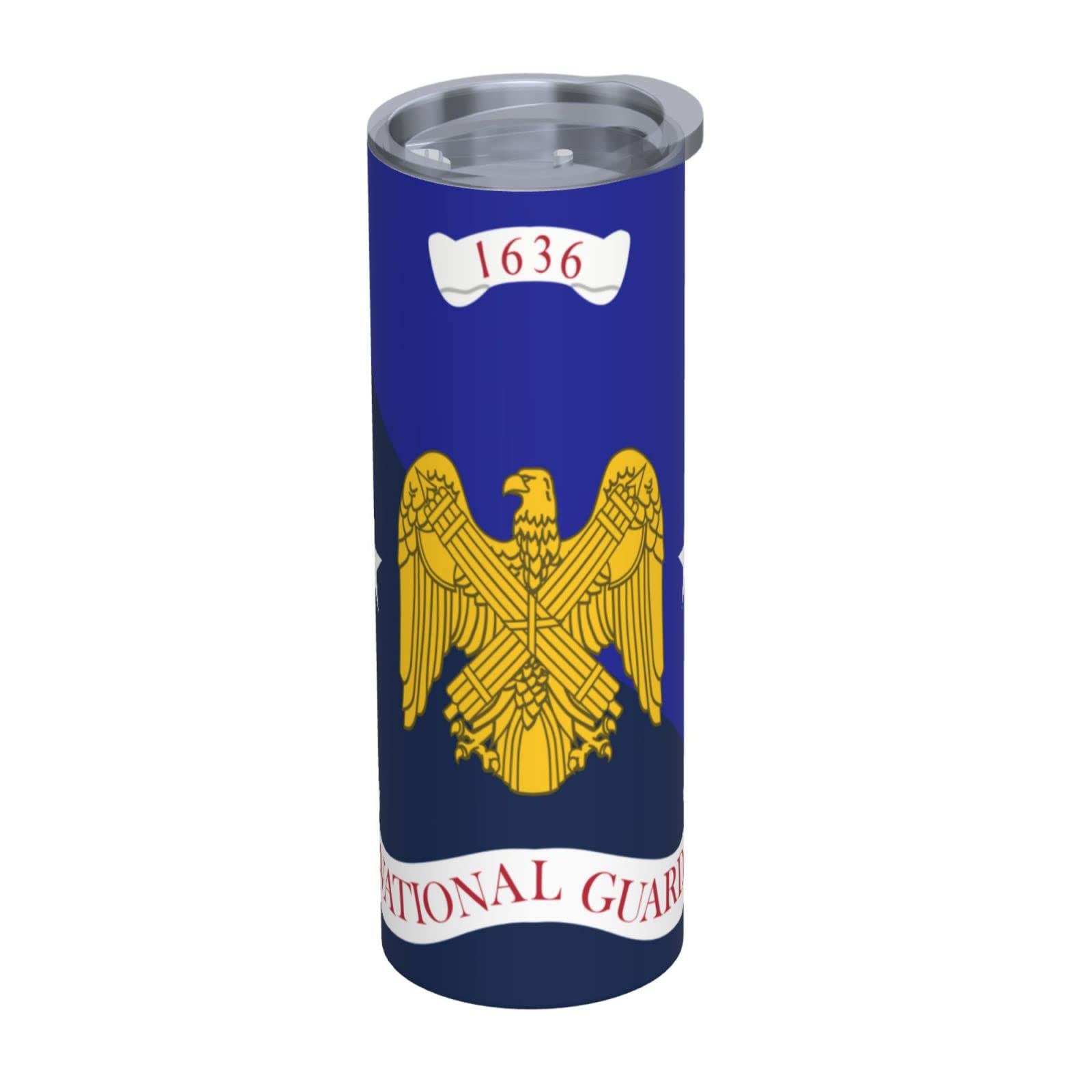 LIICHEES Flag of the National Guard Bureau Stainless Steel Vacuum Insulated Tumbler 20oz Coffee Cups Travel Mug Water Cup with Metal Straw Cleaning Brush