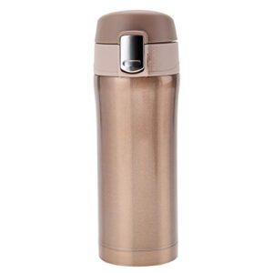 vacuum insulated water bottle stainless steel leak proof flip cap travel mug coffee tea cup outdoor sports camping 350ml(golden)