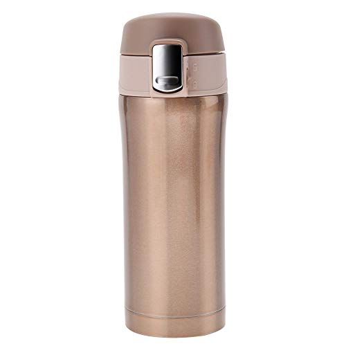 Vacuum Insulated Water Bottle Stainless Steel Leak Proof Flip Cap Travel Mug Coffee Tea Cup Outdoor Sports Camping 350ml(Golden)