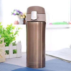 Vacuum Insulated Water Bottle Stainless Steel Leak Proof Flip Cap Travel Mug Coffee Tea Cup Outdoor Sports Camping 350ml(Golden)