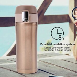 Vacuum Insulated Water Bottle Stainless Steel Leak Proof Flip Cap Travel Mug Coffee Tea Cup Outdoor Sports Camping 350ml(Golden)
