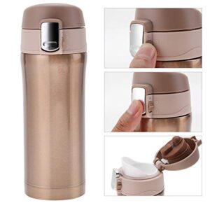 Vacuum Insulated Water Bottle Stainless Steel Leak Proof Flip Cap Travel Mug Coffee Tea Cup Outdoor Sports Camping 350ml(Golden)