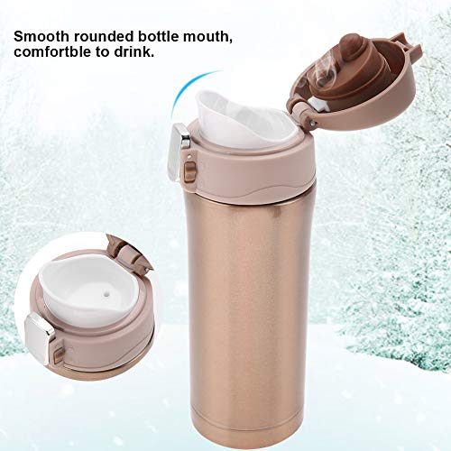 Vacuum Insulated Water Bottle Stainless Steel Leak Proof Flip Cap Travel Mug Coffee Tea Cup Outdoor Sports Camping 350ml(Golden)