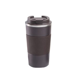 17oz stainless steel vacuum insulated coffee travel mug for ice drink & hot beverage, double wall travel tumbler cups with spill proof lid, car thermos gift for men and women (brown)
