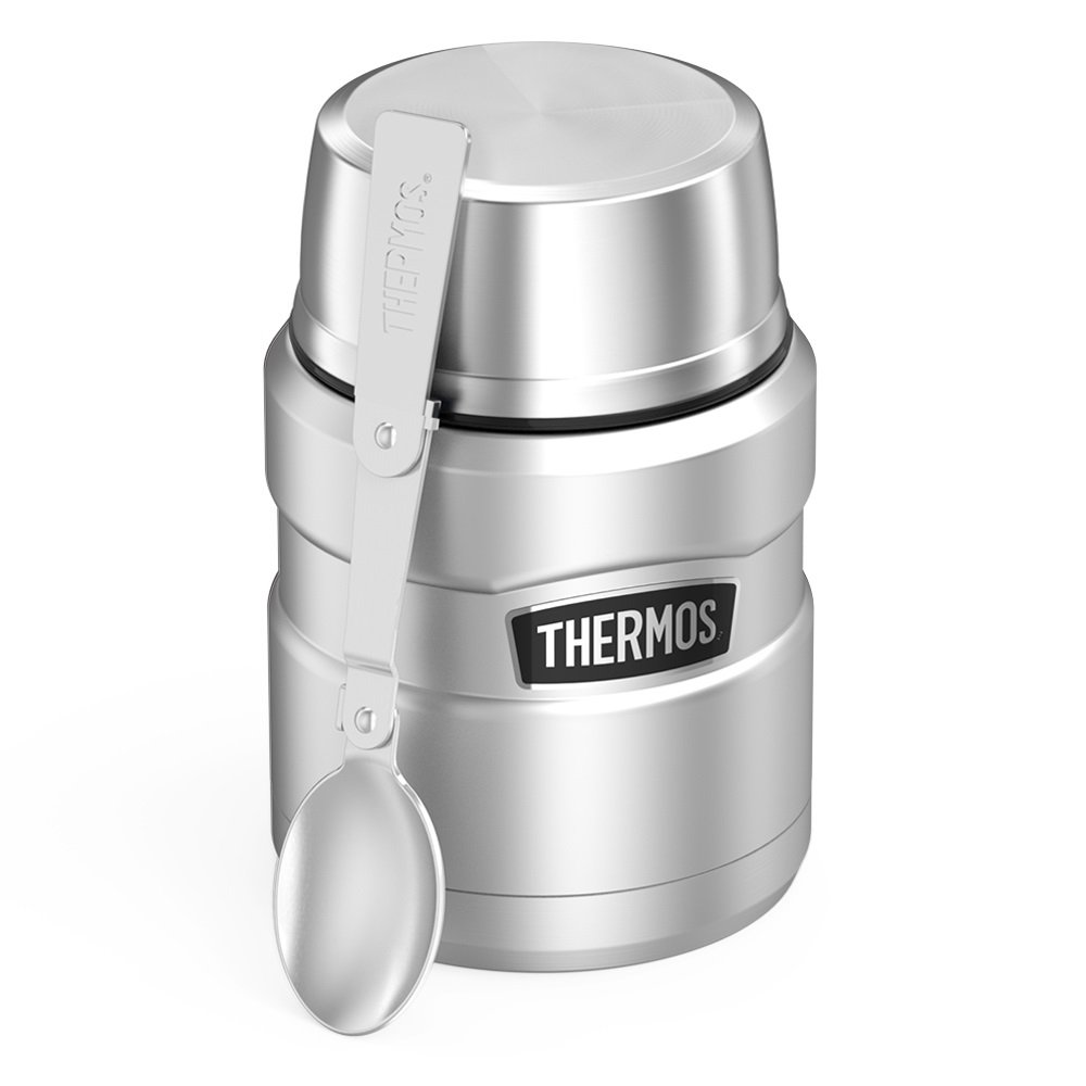 THERMOS Stainless King Vacuum-Insulated Beverage Bottle, 40 Ounce, Matte Steel and Food Jar Bundle