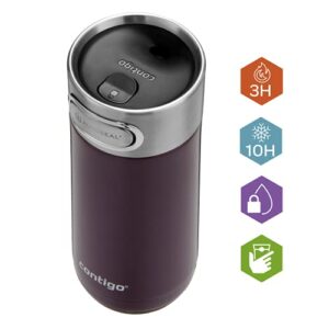 Contigo Luxe Autoseal Travel Mug, Stainless Steel Thermal Mug, Vacuum Flask, Leakproof Tumbler, dishwasher safe, Coffee Mug with BPA Free Easy-Clean Lid, Merlot, 360 ml