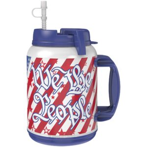 64 oz we the people mug with reusable straw - bpa free - made in the usa - american flag mug with eagle