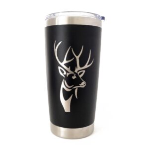 deer hunting 20oz coffee mug (black), hunting gifts travel mug, coffee tumbler for men, outdoorsy gifts