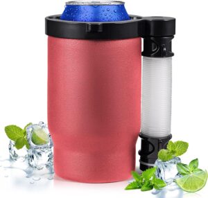 g · peh portable can or bottle cooler cup with 2 detachable expandable hose funnel drink cup with bottle opener keychain cleaning brush for your perfect party to funnel your drink and happy-(red)