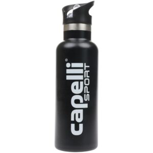 capelli sport water bottle stainless steel, insulated thermos water bottle with plastic straw cap, black