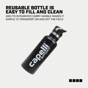 Capelli Sport Water Bottle Stainless Steel, Insulated Thermos Water Bottle with Plastic Straw Cap, Black