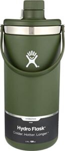 hydro flask 128 oz. oasis water jug - stainless steel, reusable, vacuum insulated - leak proof cap, olive