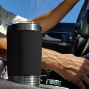 LaserGram 20oz Vacuum Insulated Tumbler Mug, Hecho en Jalisco, Personalized Engraving Included (Faux Leather, Black)