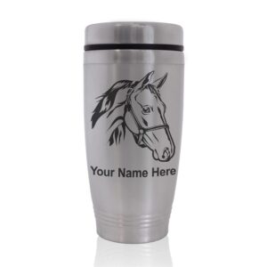 skunkwerkz commuter travel mug, horse head 2, personalized engraving included