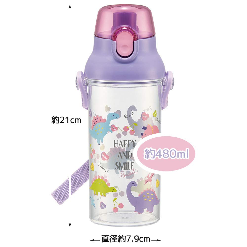 Skater PSB5TR Children's Water Bottle, Clear Bottle, 16.2 fl oz (480 ml), Happy & Smile Girls, Made in Japan