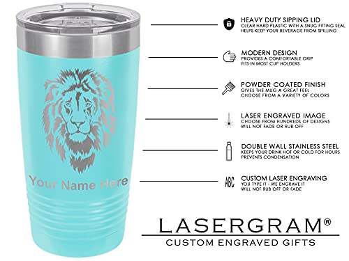 LaserGram 20oz Vacuum Insulated Tumbler Mug, Cat with Butterfly, Personalized Engraving Included (Light Blue)