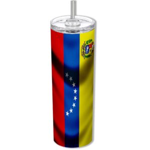 expressitbest 20oz skinny tumbler with flag of venezuela (venezuelan) - waves design