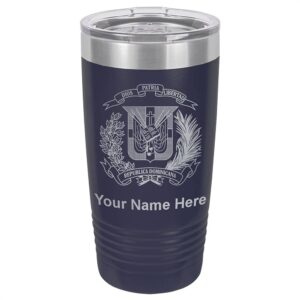 lasergram 20oz vacuum insulated tumbler mug, coat of arms dominican republic, personalized engraving included (navy blue)