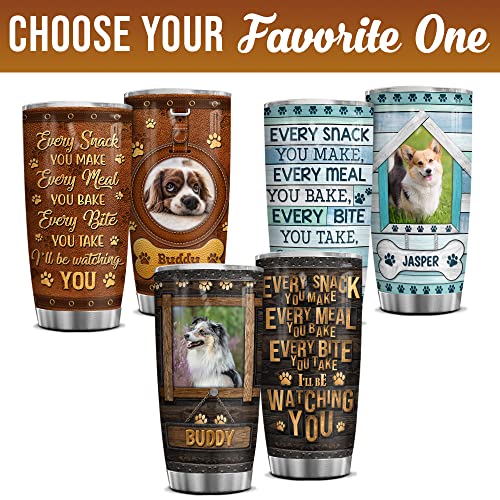 Wassmin Dog Tumbler Personalized Mugs With Picture Photo Custom Cup I'' Be Watching You Dogs Tumblers 20oz 30oz Coffee Travel Mug Birthday Christmas Fathers Mothers Day Funny Gift For Dog Mom Dad