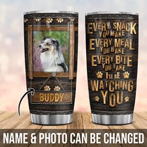 Wassmin Dog Tumbler Personalized Mugs With Picture Photo Custom Cup I'' Be Watching You Dogs Tumblers 20oz 30oz Coffee Travel Mug Birthday Christmas Fathers Mothers Day Funny Gift For Dog Mom Dad