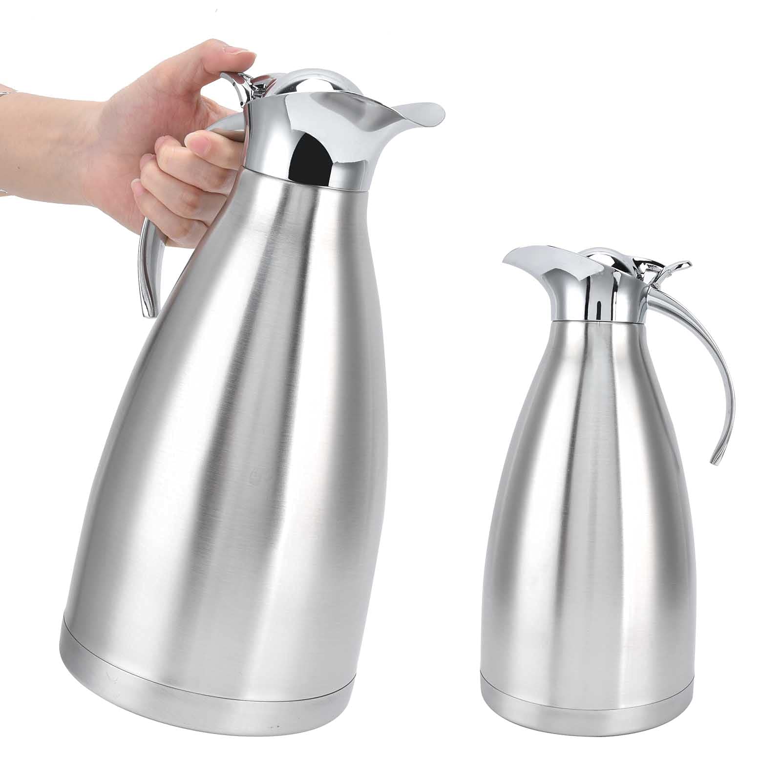 Vacuum Insulation Bottle, Stainless Steel Thermal Coffee Carafe European Style Thermal Insulation Kettle Double Walled Vacuum Cold and Hot Water Bottle with Lid for Kitchen Home Water Coffee(1.5L)