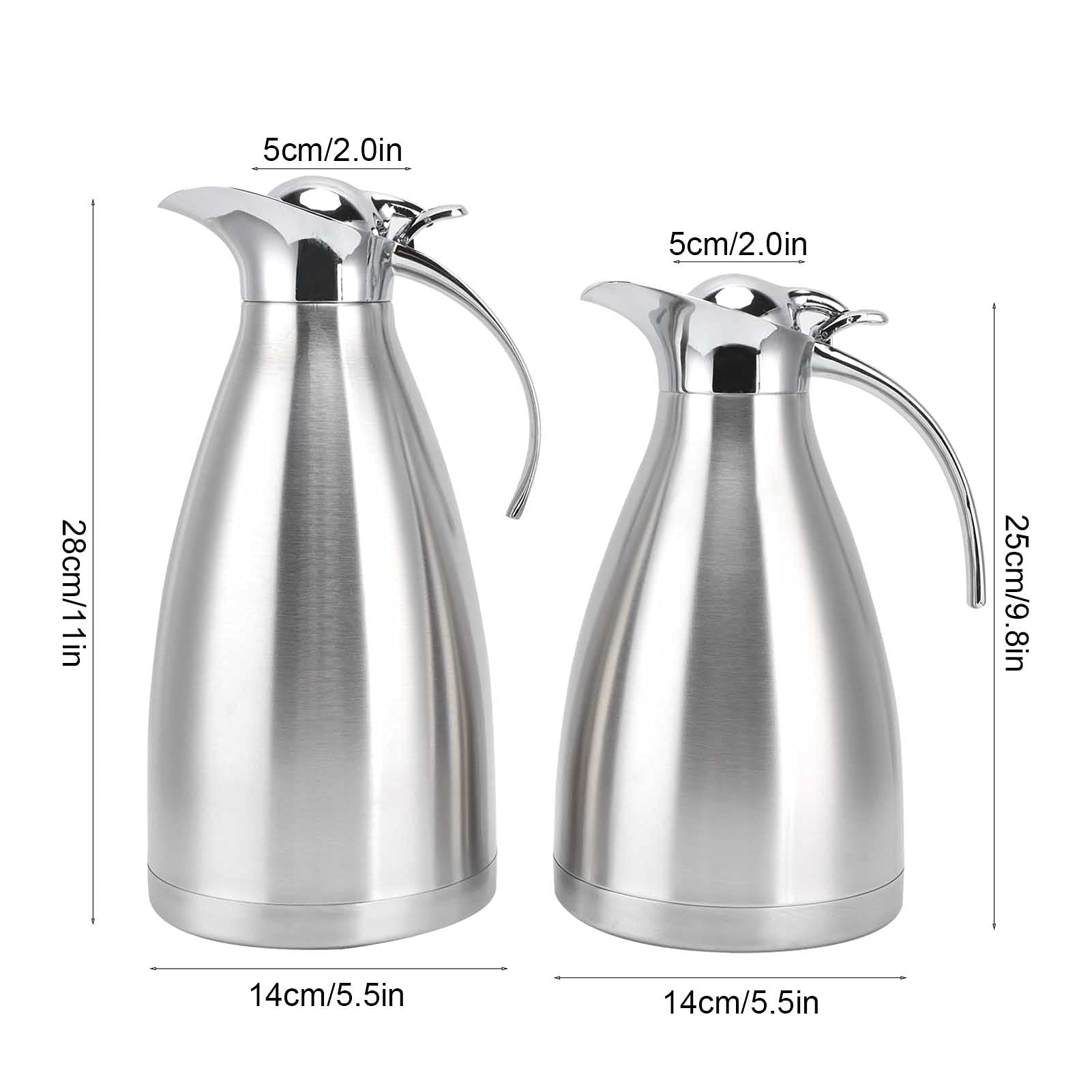 Vacuum Insulation Bottle, Stainless Steel Thermal Coffee Carafe European Style Thermal Insulation Kettle Double Walled Vacuum Cold and Hot Water Bottle with Lid for Kitchen Home Water Coffee(1.5L)