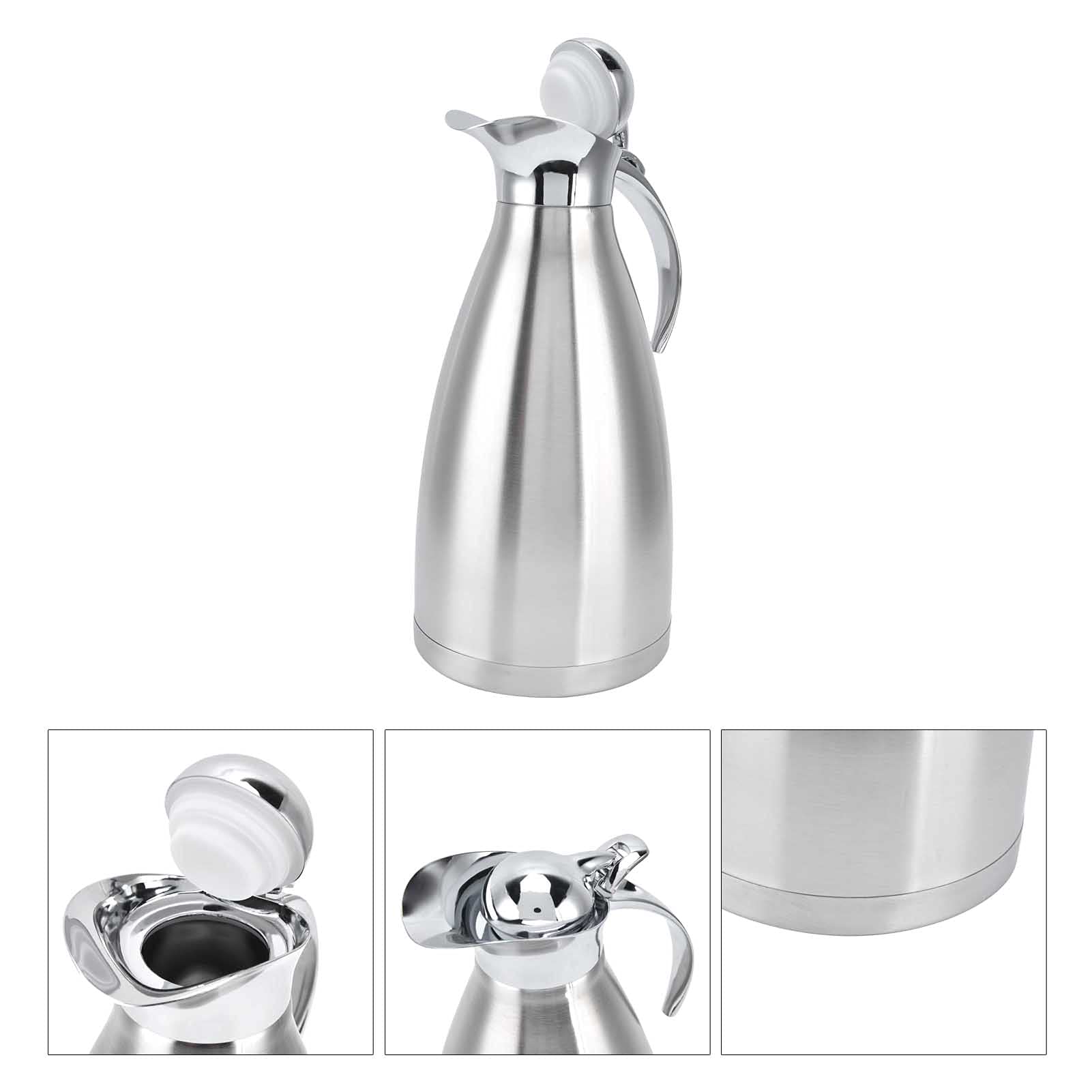 Vacuum Insulation Bottle, Stainless Steel Thermal Coffee Carafe European Style Thermal Insulation Kettle Double Walled Vacuum Cold and Hot Water Bottle with Lid for Kitchen Home Water Coffee(1.5L)