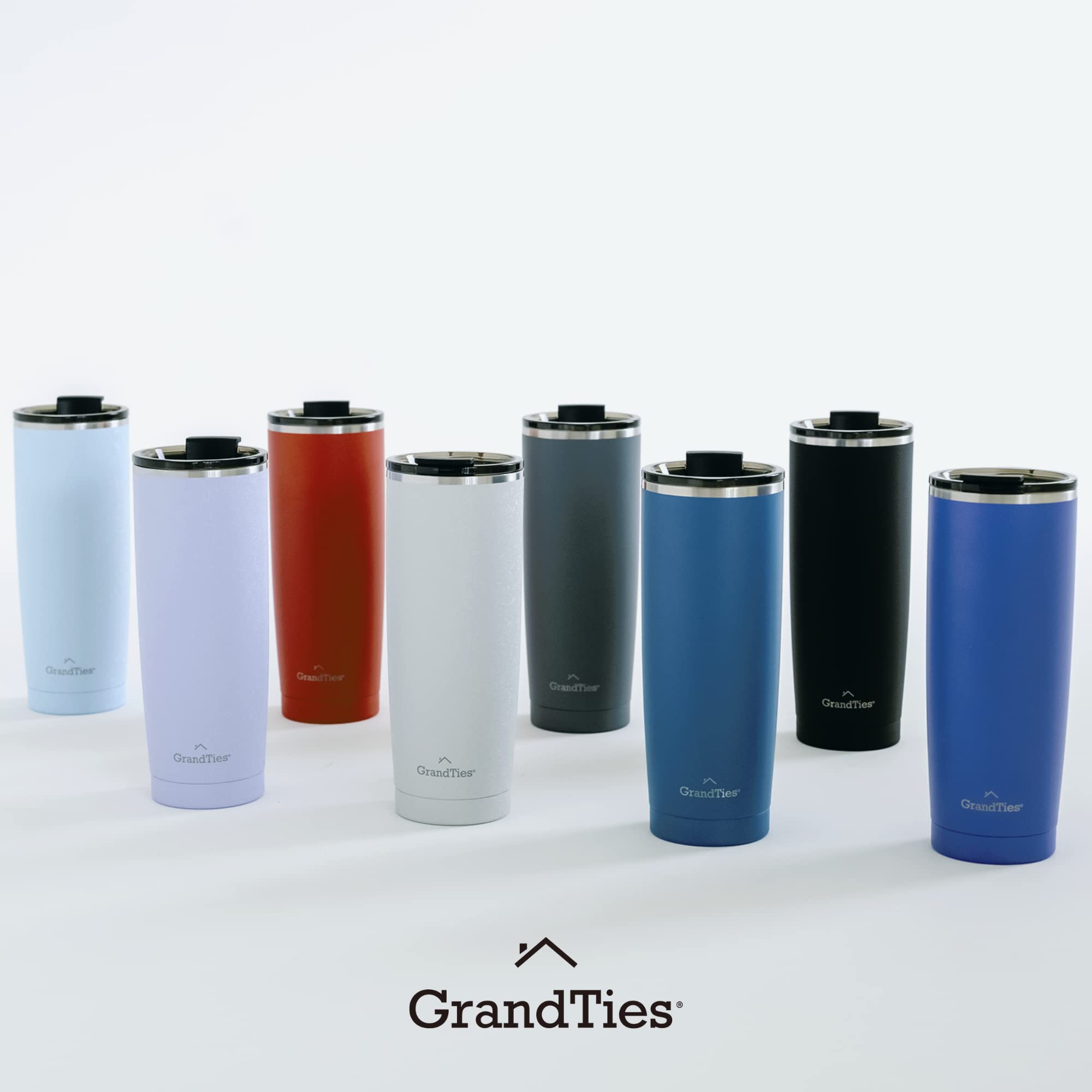 GRANDTIES Insulated Coffee Tumbler Cup w/Tritan Lid | Leak Proof, Reusable, Double Walled Vacuum Stainless Steel Water Bottle Travel Mug | Thermal Cups for Hot and Cold Drinks | 20oz | Stone Gray