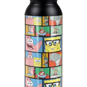 Spongebob OFFICIAL Spongebob Tile Pattern 24 oz Insulated Canteen Water Bottle, Leak Resistant, Vacuum Insulated Stainless Steel with Loop Cap