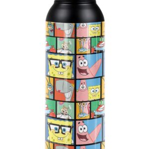 Spongebob OFFICIAL Spongebob Tile Pattern 24 oz Insulated Canteen Water Bottle, Leak Resistant, Vacuum Insulated Stainless Steel with Loop Cap