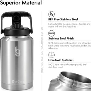 beGood Growler - One Gallon Vacuum Insulated Jug, Stainless Steel Insulated Beer Growler, 128 oz Insulated Water Bottle, Thermo Canteen (Stainless Steel)