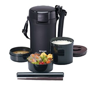 TIGER Thermos LWU-A202-KM Tiger Thermos Thermal Lunch Box, Stainless Steel, Lunch Jar, Rice Bowl, Approx. 4 Cups, Black