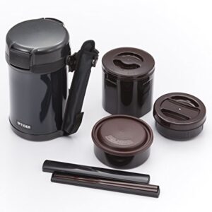 TIGER Thermos LWU-A202-KM Tiger Thermos Thermal Lunch Box, Stainless Steel, Lunch Jar, Rice Bowl, Approx. 4 Cups, Black