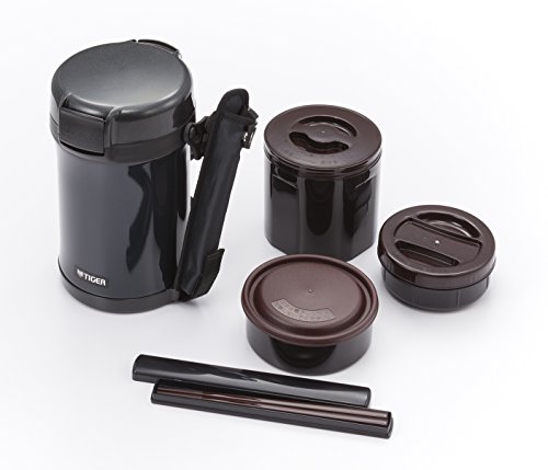 TIGER Thermos LWU-A202-KM Tiger Thermos Thermal Lunch Box, Stainless Steel, Lunch Jar, Rice Bowl, Approx. 4 Cups, Black