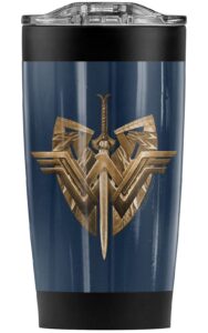 logovision wonder woman movie sword emblem stainless steel tumbler 20 oz coffee travel mug/cup, vacuum insulated & double wall with leakproof sliding lid | great for hot drinks and cold beverages